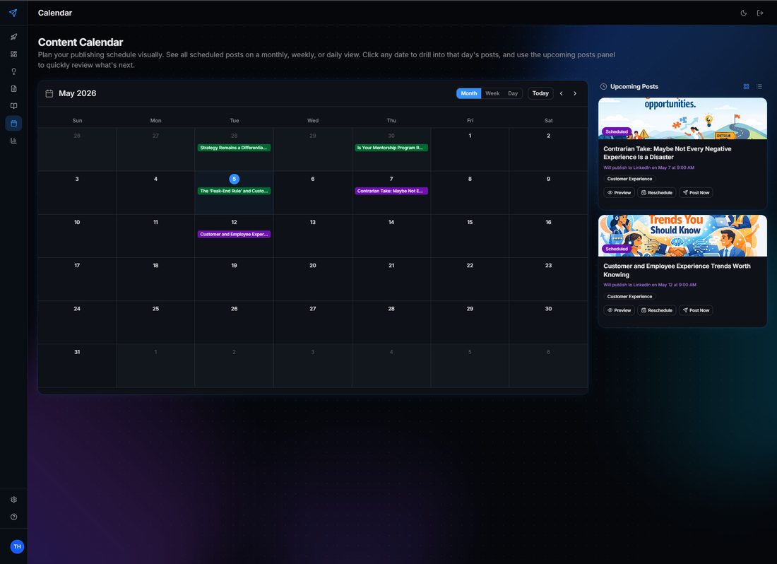 PostPilot content calendar in month view