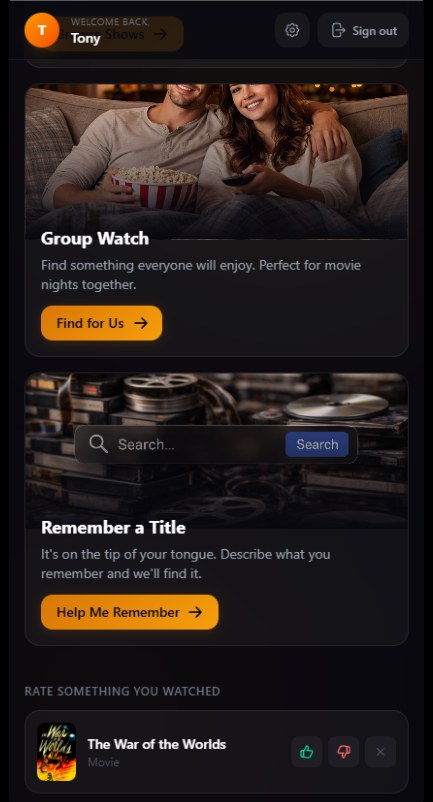 What2Watch Group Watch and Remember a Title options